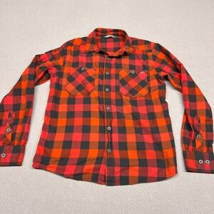 Stio Flannel Shirt Mens Small Red Black Buffalo Plaid Western Classic Outdoor